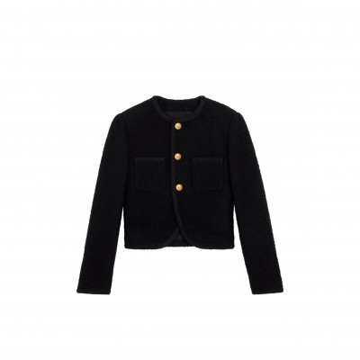 CELINE PATCH POCKET TWEED JACKET BLACK 